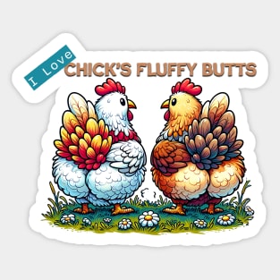 I love Chicks Fluffy Butts (This graphic will be on the back of your garment) Sticker